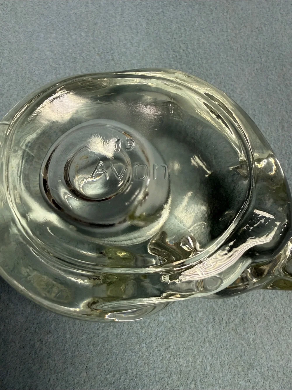 Avon Clear Glass Sleeping Cat Figurine Candle Holder by Avon